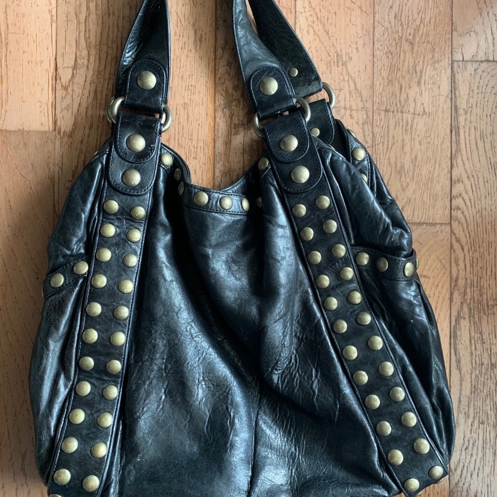 KOOBA BLACK STUDDED LARGE BAG